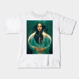 WATER SPIRIT Beautiful Spirit Woman Underwater Stylized Digital Painting Kids T-Shirt